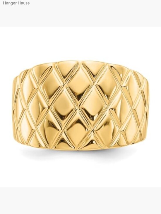 Real 14kt Yellow Gold Marquise Pattern Dome Ring Size: 7  14k Yellow Gold Solid Marquise Pattern Dome Ring Size 7 Band